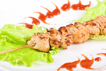 Image showing Grilled chicken meat closeup