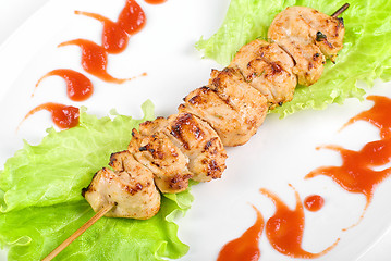 Image showing Grilled chicken meat closeup