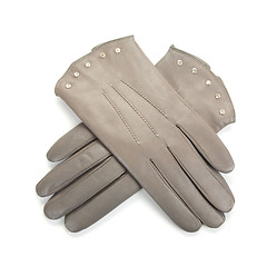 Image showing Grey female leather gloves