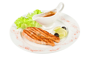 Image showing Grilled salmon steak