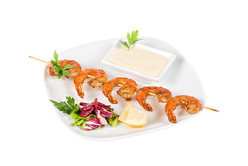 Image showing Fried kebab of shrimps