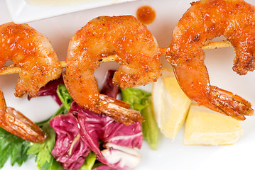 Image showing Fried kebab of shrimps