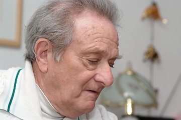 Image showing Head of elderly man with thoughtful expression 