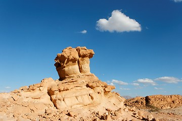 Image showing Scenic orange rock in shape of mushroom in stone desert