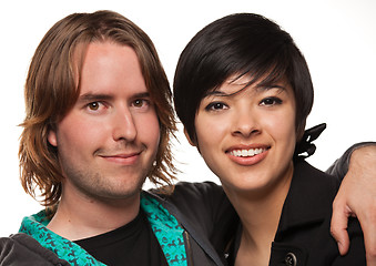 Image showing Diverse Caucasian Male and Multiethnic Female Portrait