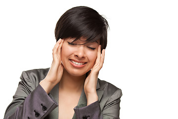 Image showing Multiethnic Young Adult Woman with Headache