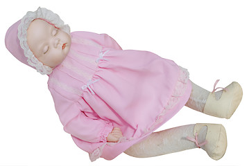 Image showing Antique Doll in Pink Dress