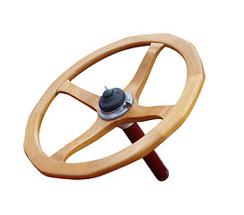 Image showing Antique Wooden Steering Wheel 