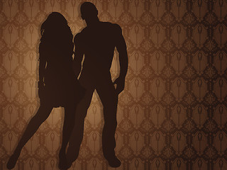 Image showing Sexy couple against damask background. 