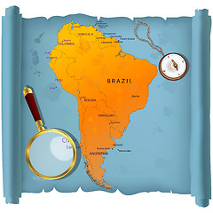 Image showing South America map on a roll