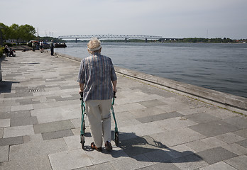 Image showing Elderly with walker