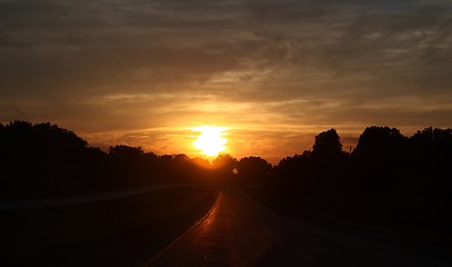 Image showing Sunset above the road 