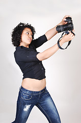 Image showing Young girl with camera.