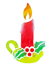 Image showing Christmas Candle with Holly