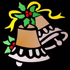 Image showing Christmas Bells with Holly and Ribbon