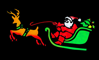 Image showing Painted Sant in Sleigh with a Reindeer 