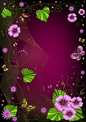 Image showing Decorative dark violet  floral frame