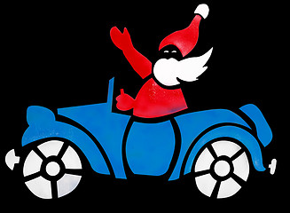 Image showing Santa in Blue Car