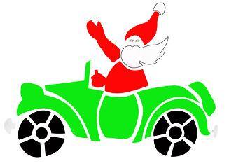 Image showing Santa in Blue Car