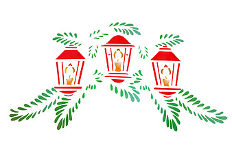 Image showing Christmas Lanterns with Leaves 