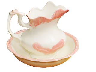 Image showing Antique Jug & Basin isolated with clipping path 