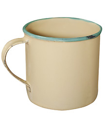 Image showing Cream and Green Enamel Mug