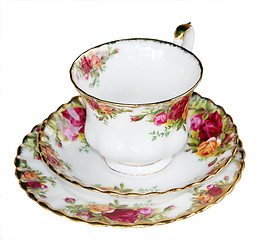 Image showing Floral Cup, Saucer and Plate