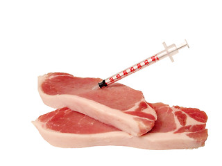 Image showing Siringue in a pork meat piece