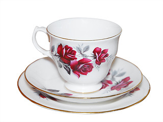 Image showing Cup saucer and Plate with Roses