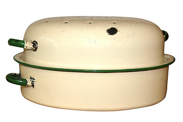 Image showing Old Enamel Roasting Dish 