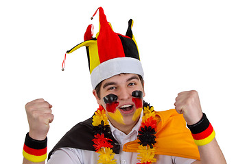 Image showing Exalted german soccer fan