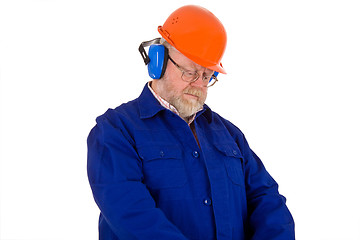 Image showing Workman with hearing protector