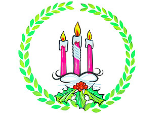 Image showing Christmas Wreath with Candles