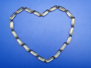 Image showing Omega 3 capsules heart shape