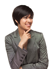 Image showing Pretty Smiling Multiethnic Young Adult Woman on White