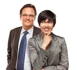 Image showing Attractive Businesswoman and Businessman on White