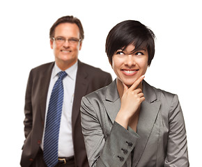 Image showing Attractive Businesswoman and Businessman on White