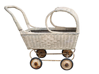 Image showing Antique Cane Doll's Pram