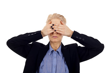 Image showing See No Evil pose over white 