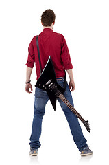 Image showing guitar on back of a man