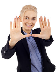 Image showing woman making hand frame