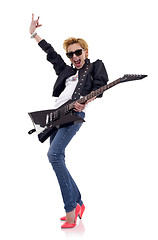 Image showing energic blond guitarist