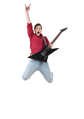 Image showing guitarist jumps 
