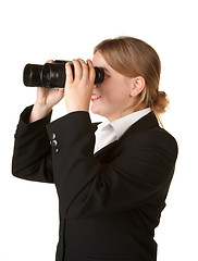 Image showing business woman with binoculars