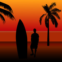 Image showing Surfing Sunset