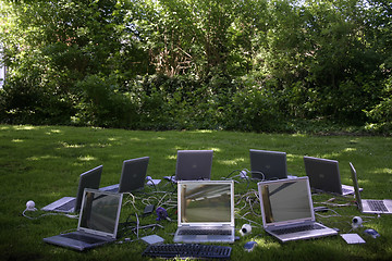 Image showing Circle of laptops