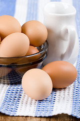 Image showing eggs in a bowl and milk