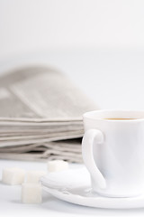 Image showing coffee, sugar and newspapers