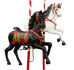 Image showing Two Merry-Go-Round Horses