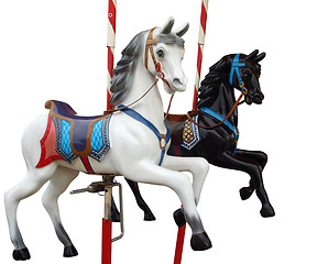 Image showing Two Merry-Go-Round Horses